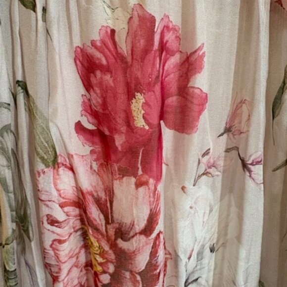 Moda Seta Italy by Neiman Marcus Sheer Pink Lined Floral Print Dress, Sz M, NWT - Picture 3 of 8